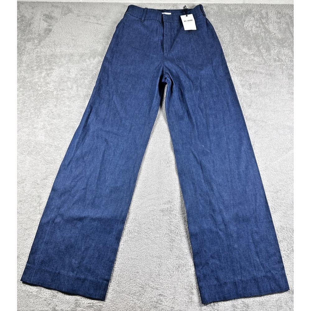 Re/Done Women's 60's High-Rise Wide-Leg Jeans Indigo Blue Size 26 NWT